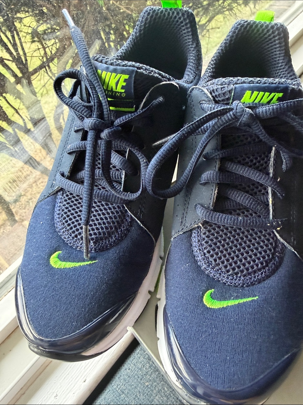 Nike Men’s Navy with Neon Green Logo Running Sneakers